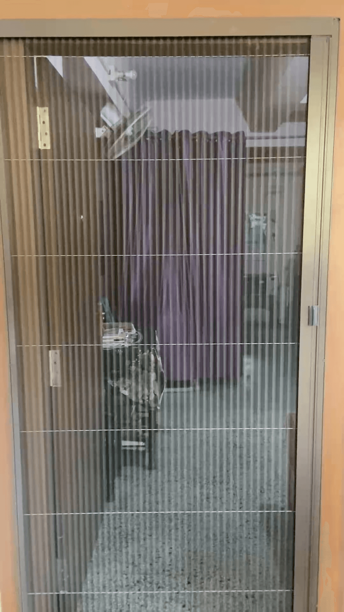 Finished pleated mosquito net installed on a door in a Ranchi home — retractable mesh that keeps insects out
